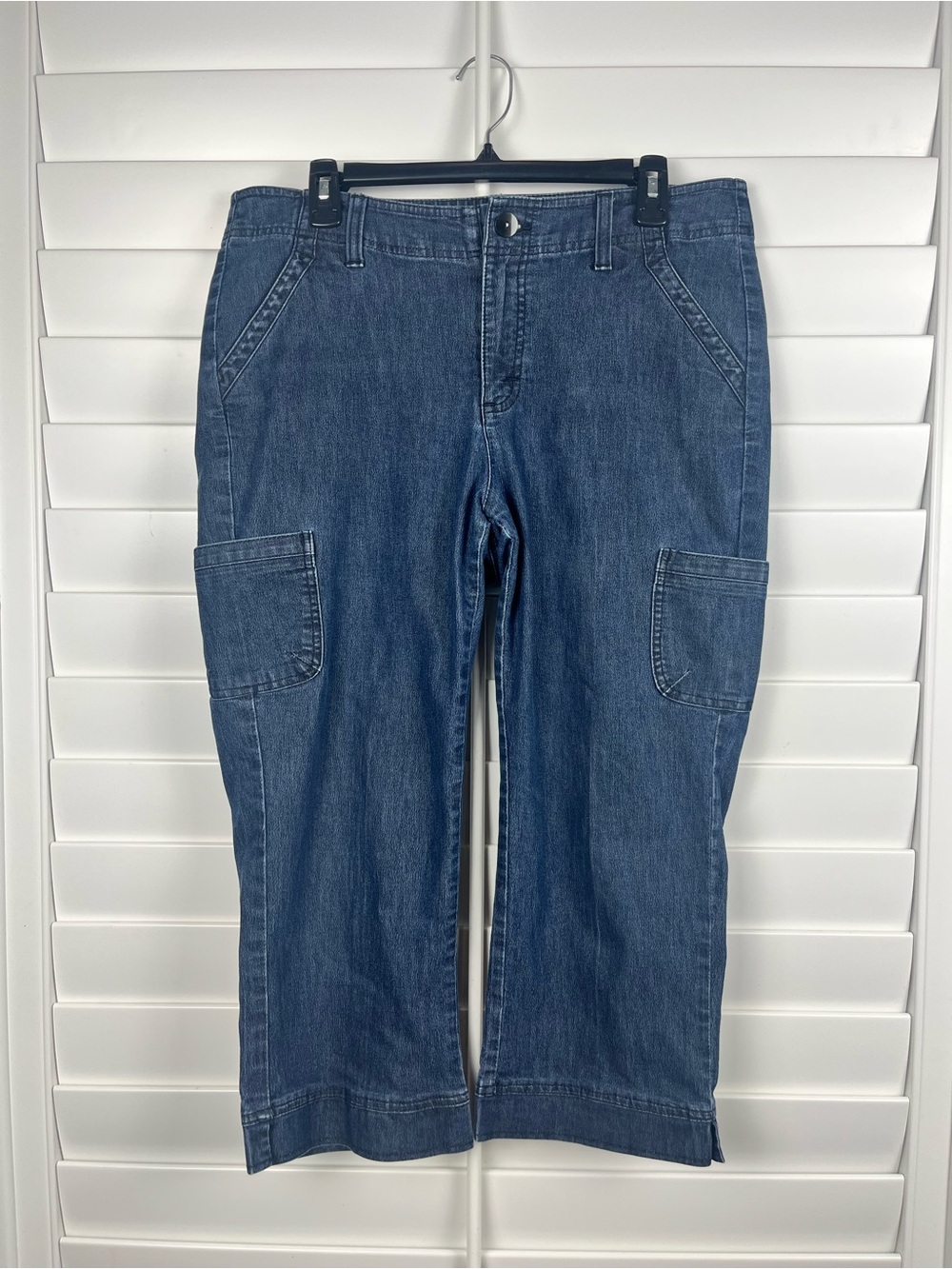 Vintage Riders Lee Dark Denim Cargo Capris Size 12 utility carpenter streetwear